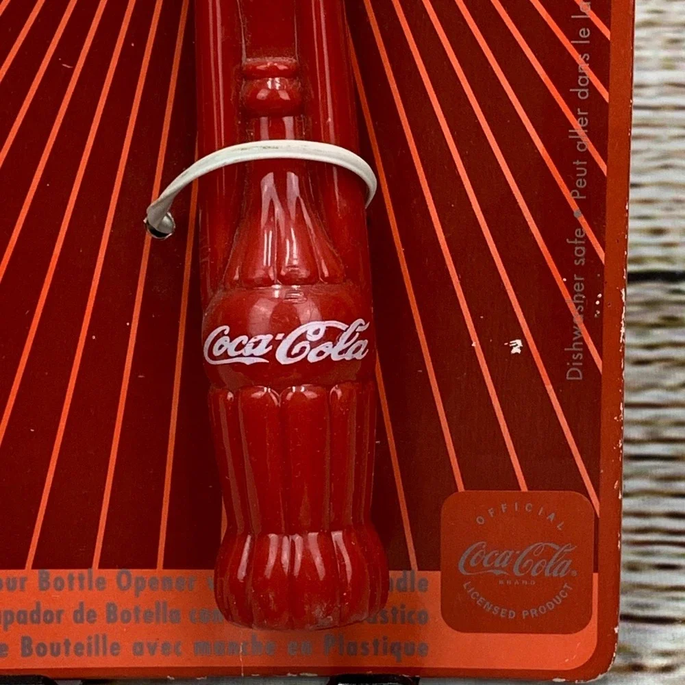 Coca-Cola Coke Contour‎ Bottle Opener Red Plastic Handle Barware On Card